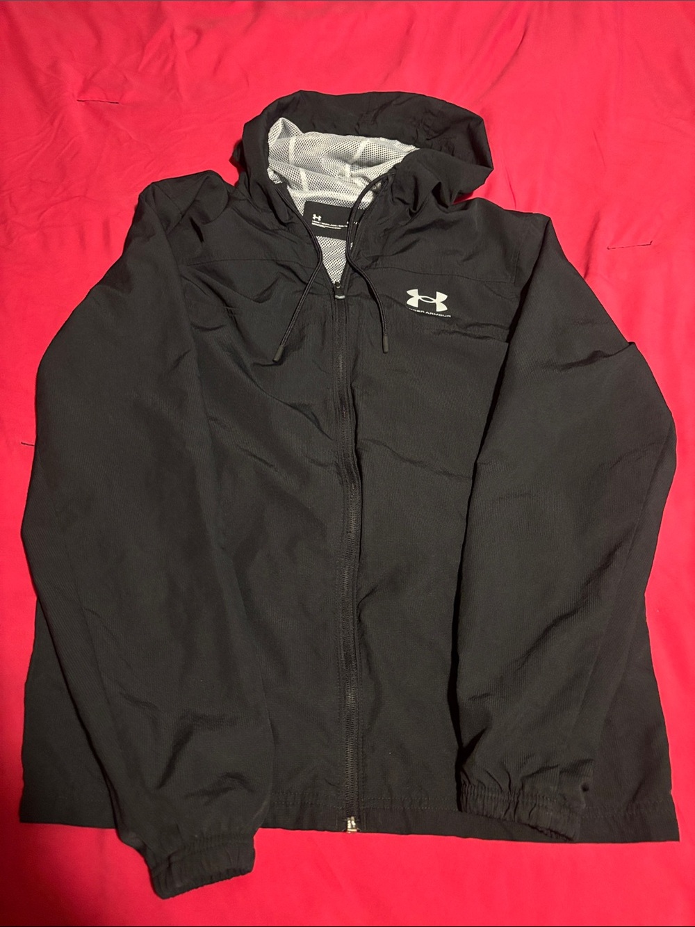 Under Armour Black Hooded Jacket with White Logo